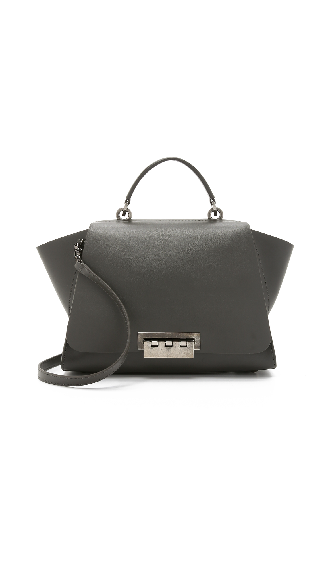 Zac Posen Grey Leather Eartha Iconic Core Top Handle Bag