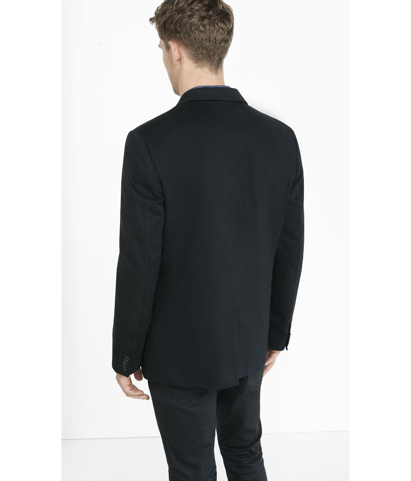 Express Slim Photographer Moleskin System Hooded Blazer in Black for