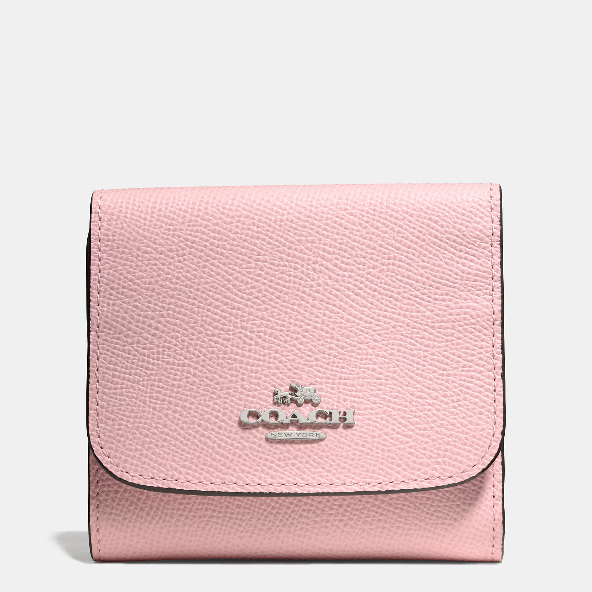 COACH Small Wallet In Crossgrain Leather in Pink