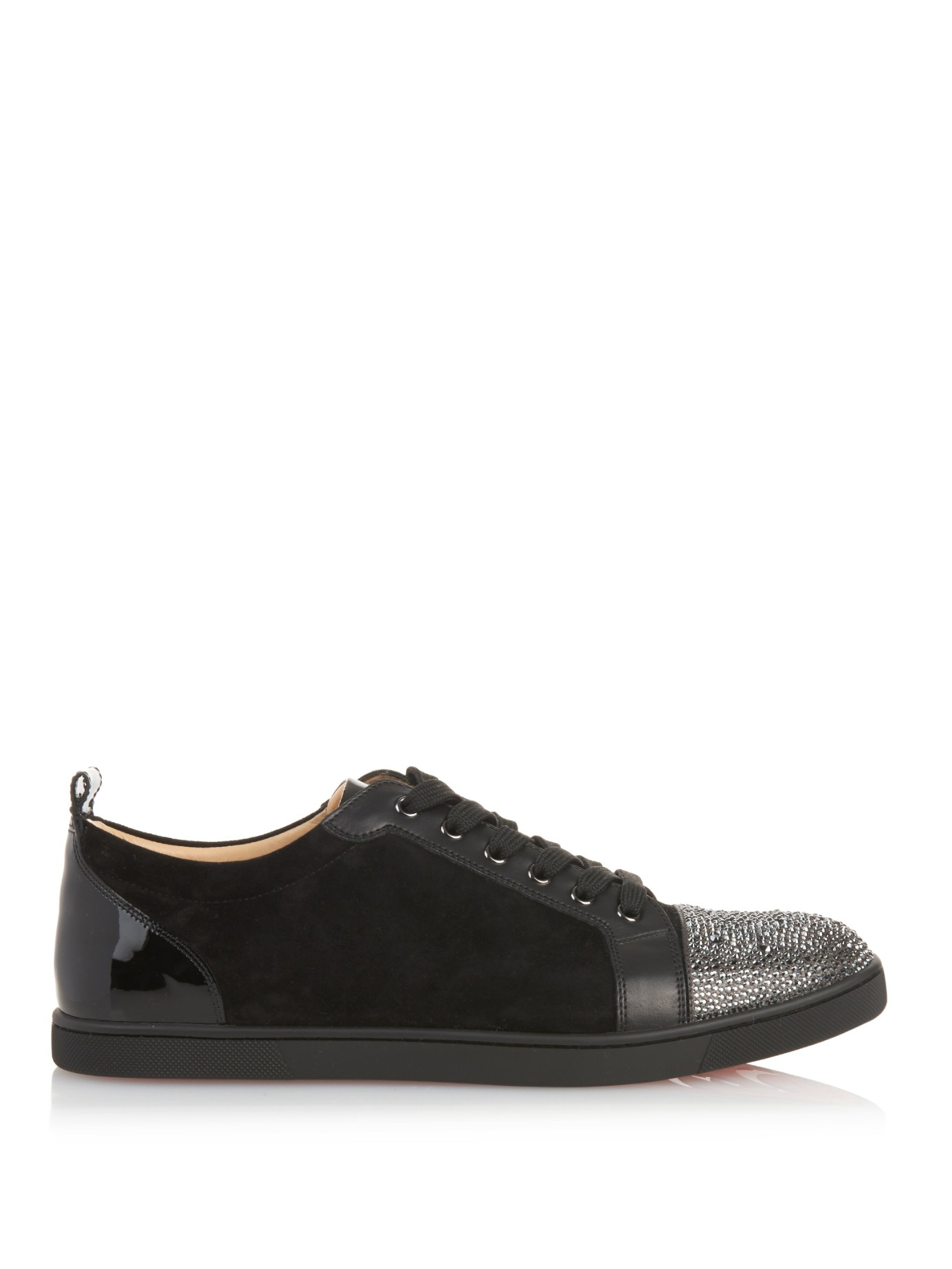 christian louboutin mens trainers - Christian louboutin Gondola Strass Suede Sneakers in Black for Men ...
