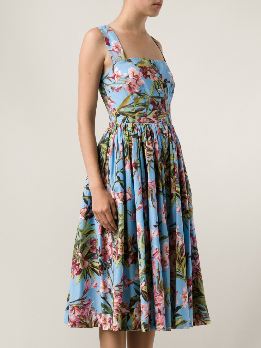 Dolce & Gabbana Skirted Floral Dress in Blue - Lyst