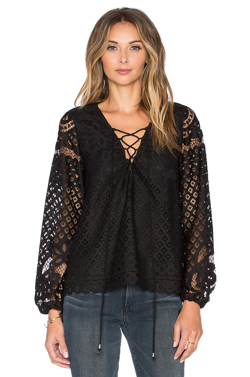 Tularosa X Revolve Lace Up Blouse in Black - Lyst