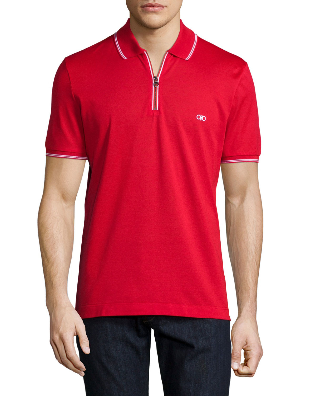 Lyst Ferragamo Short  sleeve  Zip Polo  Shirt  in Red for Men