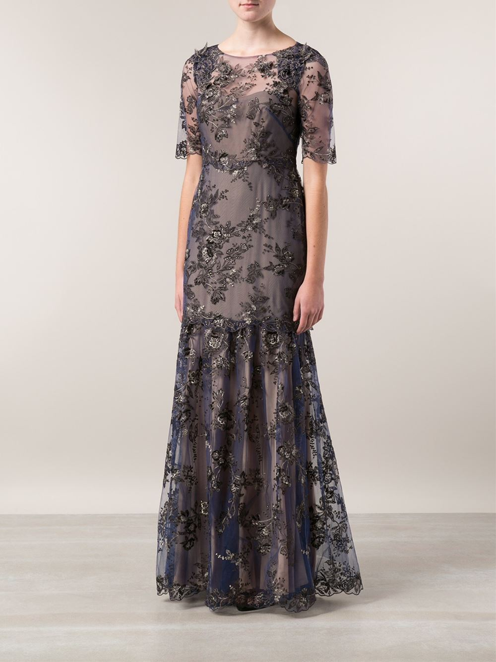 Notte by marchesa Embroidered Lace Gown in Blue | Lyst