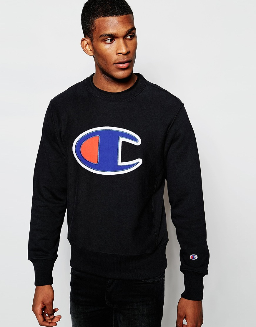 Champion Sweatshirt With Big C Logo in Black for Men | Lyst