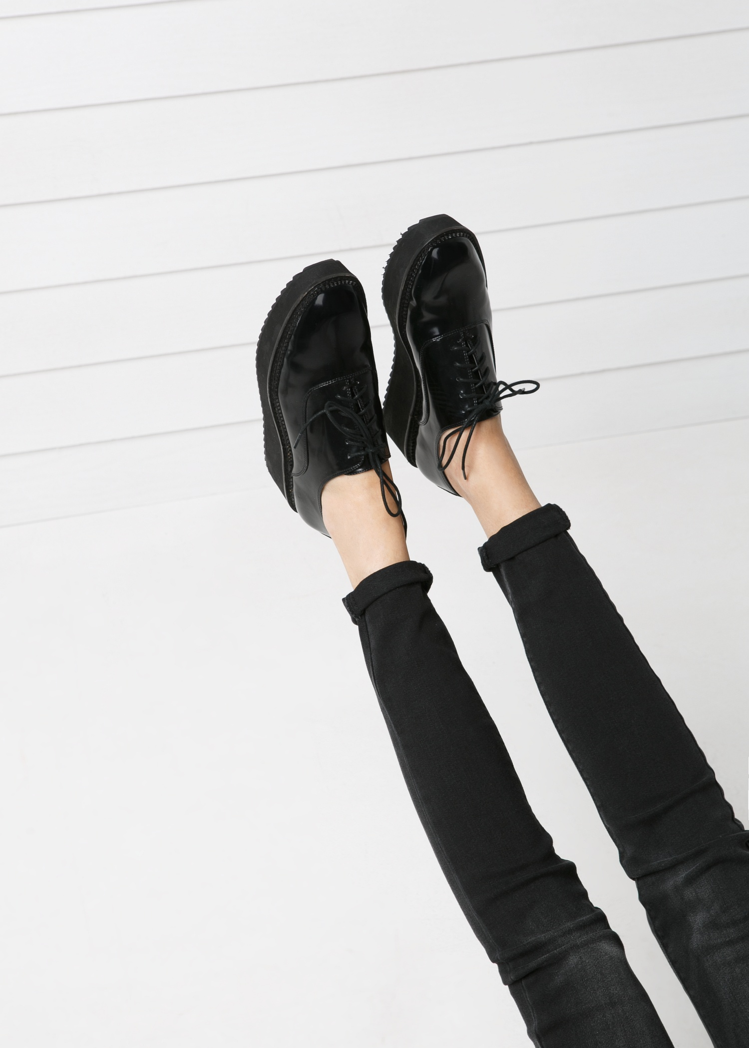 black oxford platform shoes