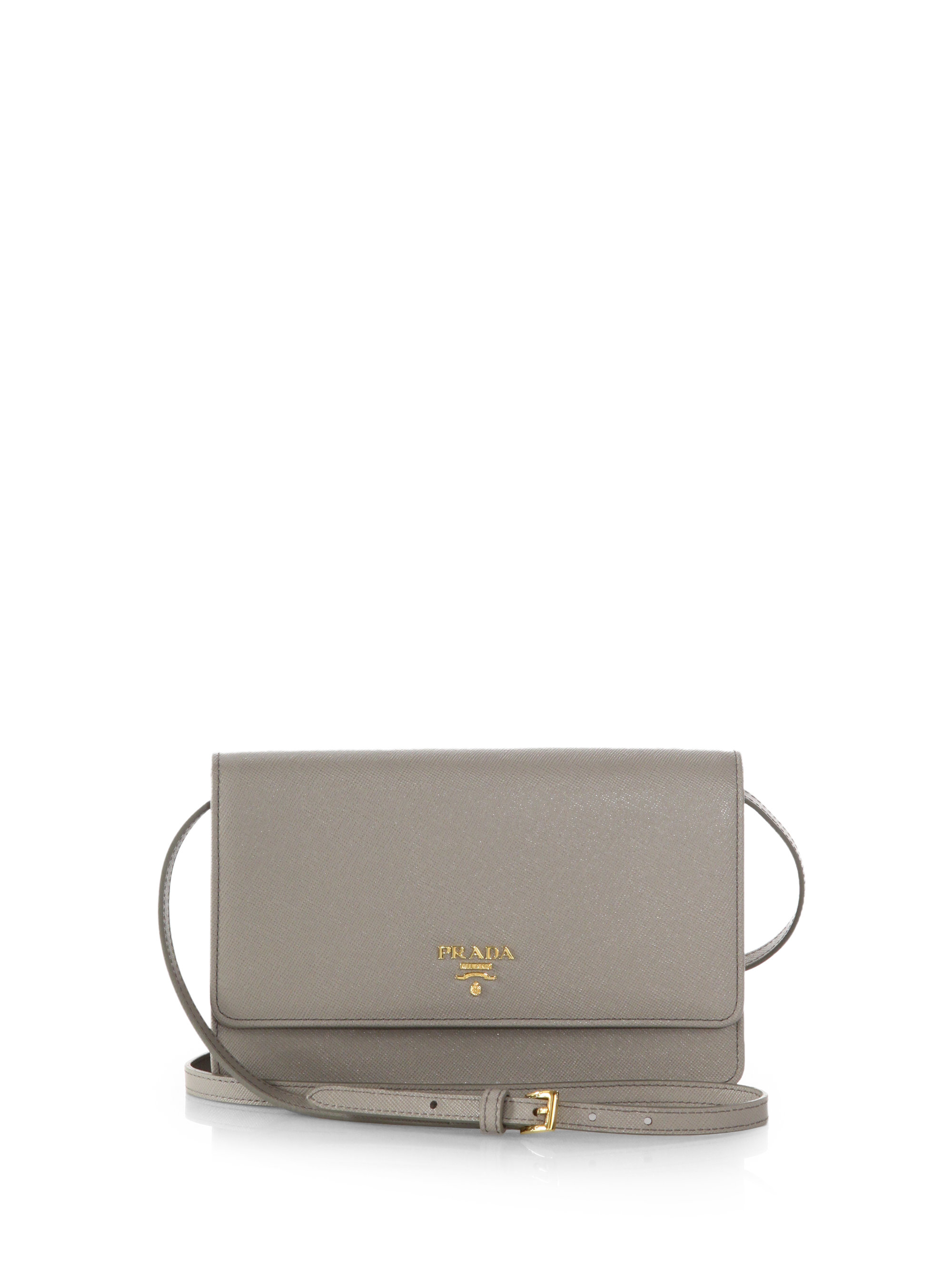 gray prada wallet