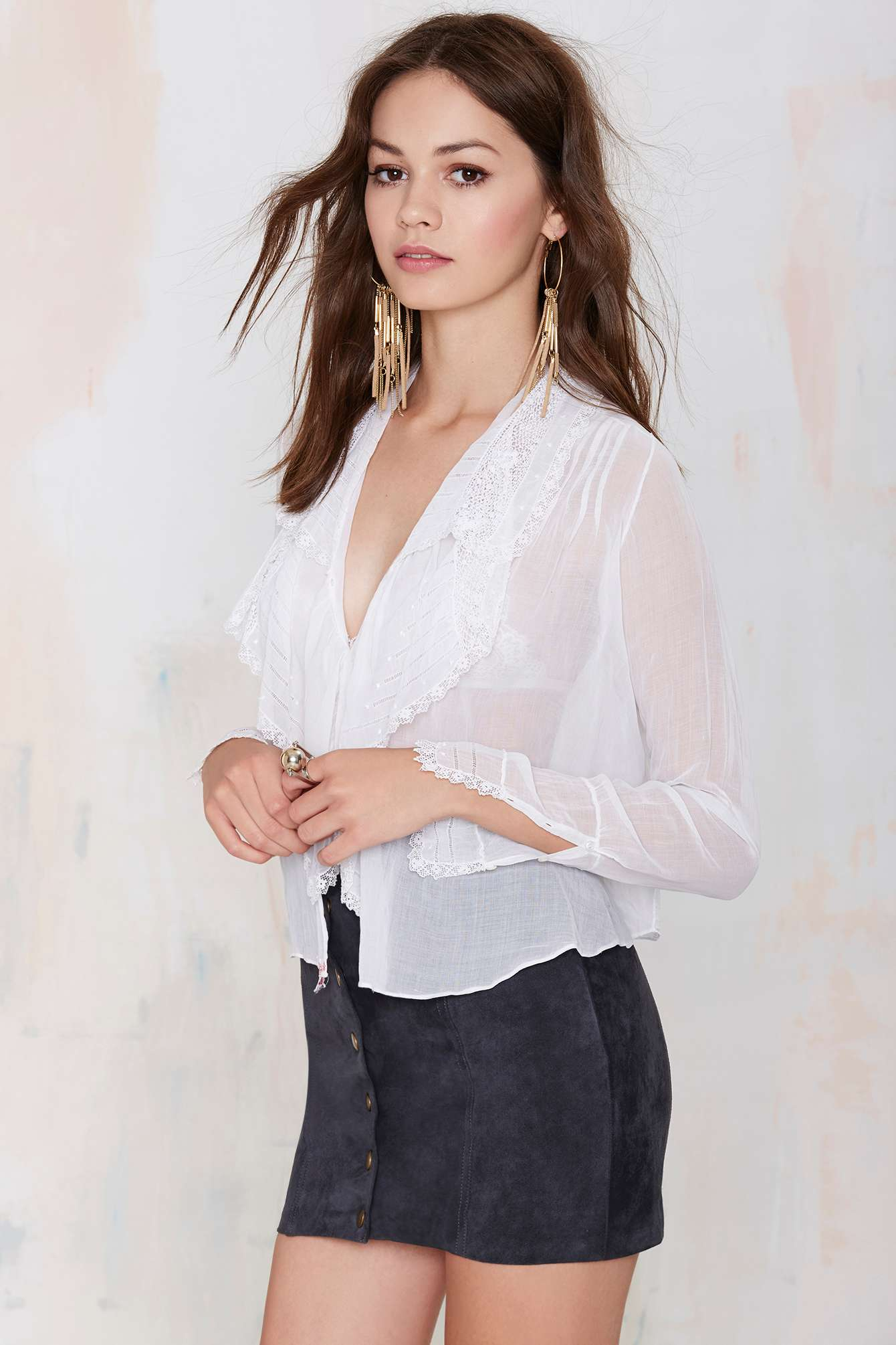 Nasty Gal Vintage Mademoiselle Chiffon Blouse in White - Lyst