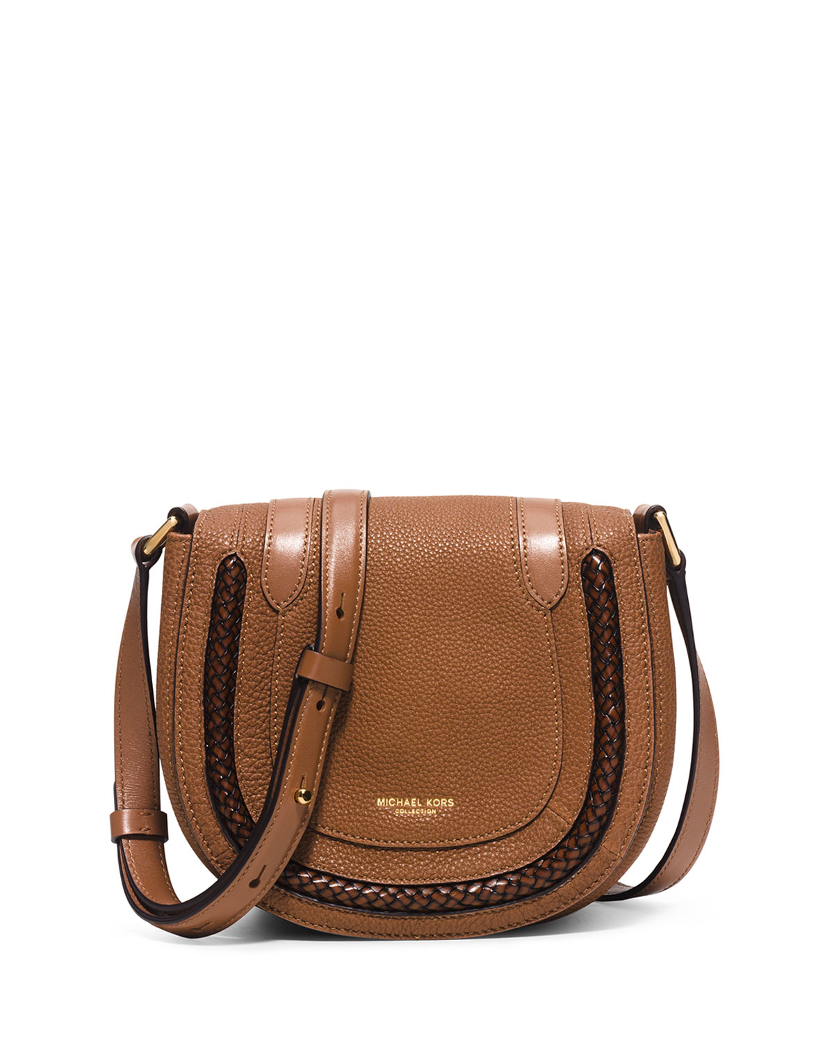 Michael kors Skorpios Small Textured-leather Shoulder Bag in Brown | Lyst