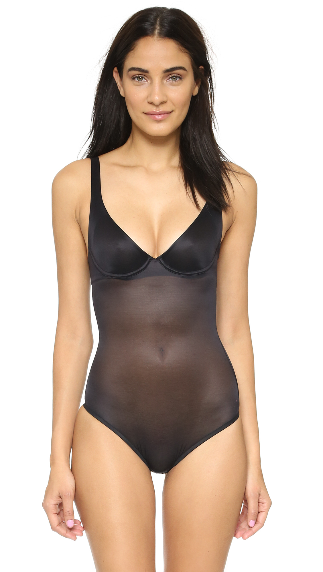 Wolford Sheer Touch String Bodysuit in Black