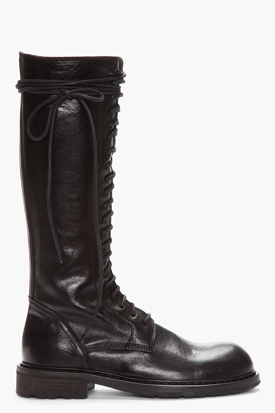 Ann Demeulemeester Tall Black Leather Lace_up Boots for Men - Lyst