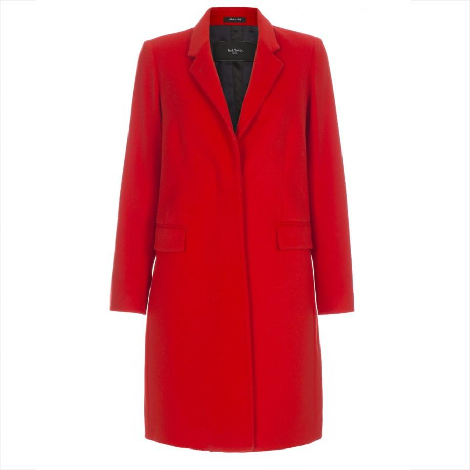 Paul smith Red Wool-Cashmere Blend Epsom Coat in Red | Lyst