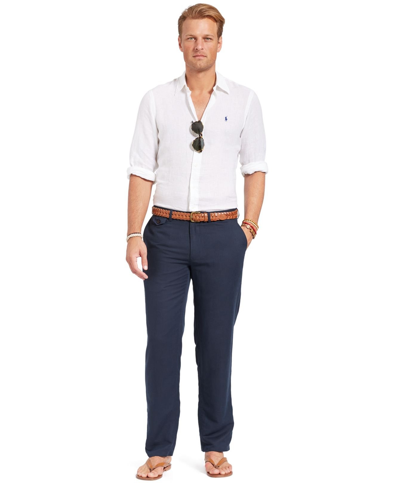Polo Ralph Lauren Big And Tall Long Sleeve Linen Shirt in White for Men ...
