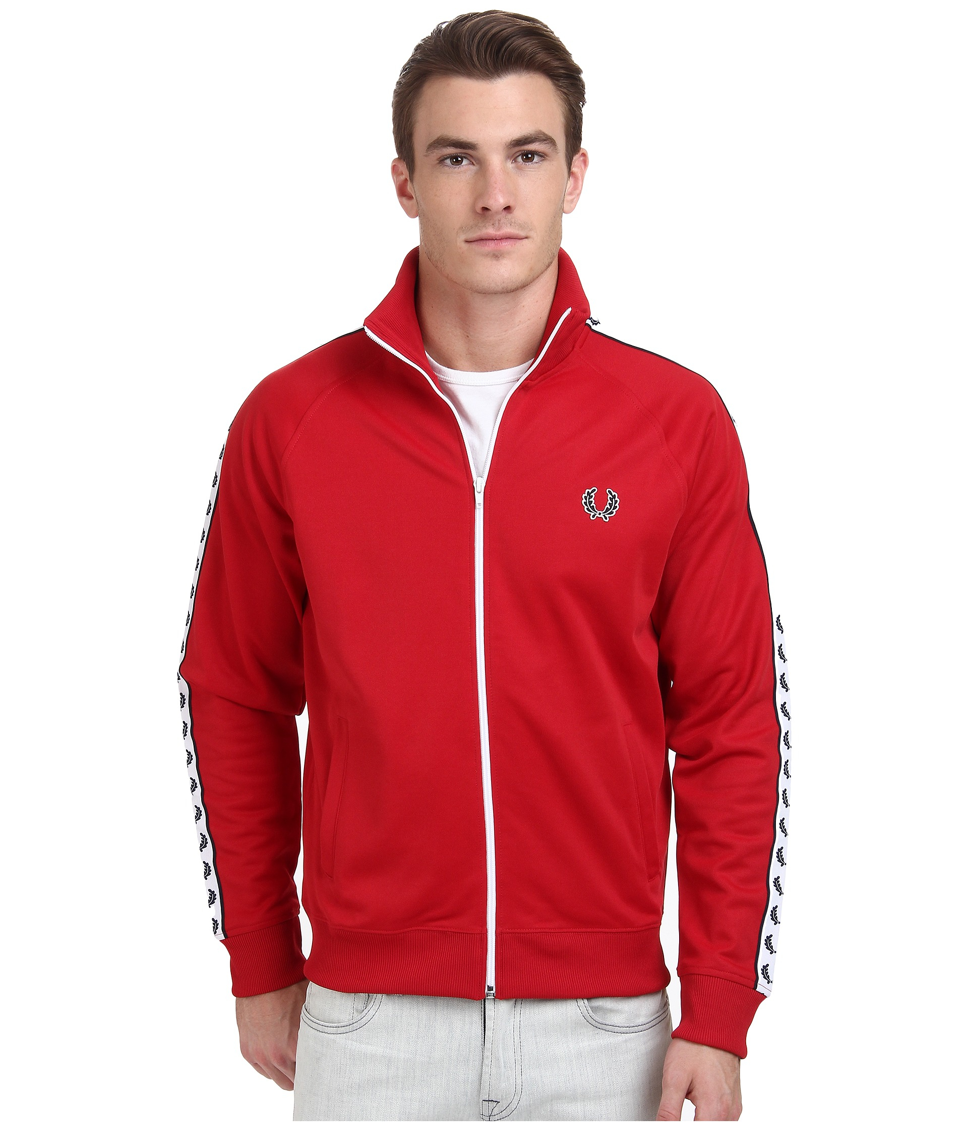 Lyst - Fred Perry Laurel Taped Track Jacket in Red for Men