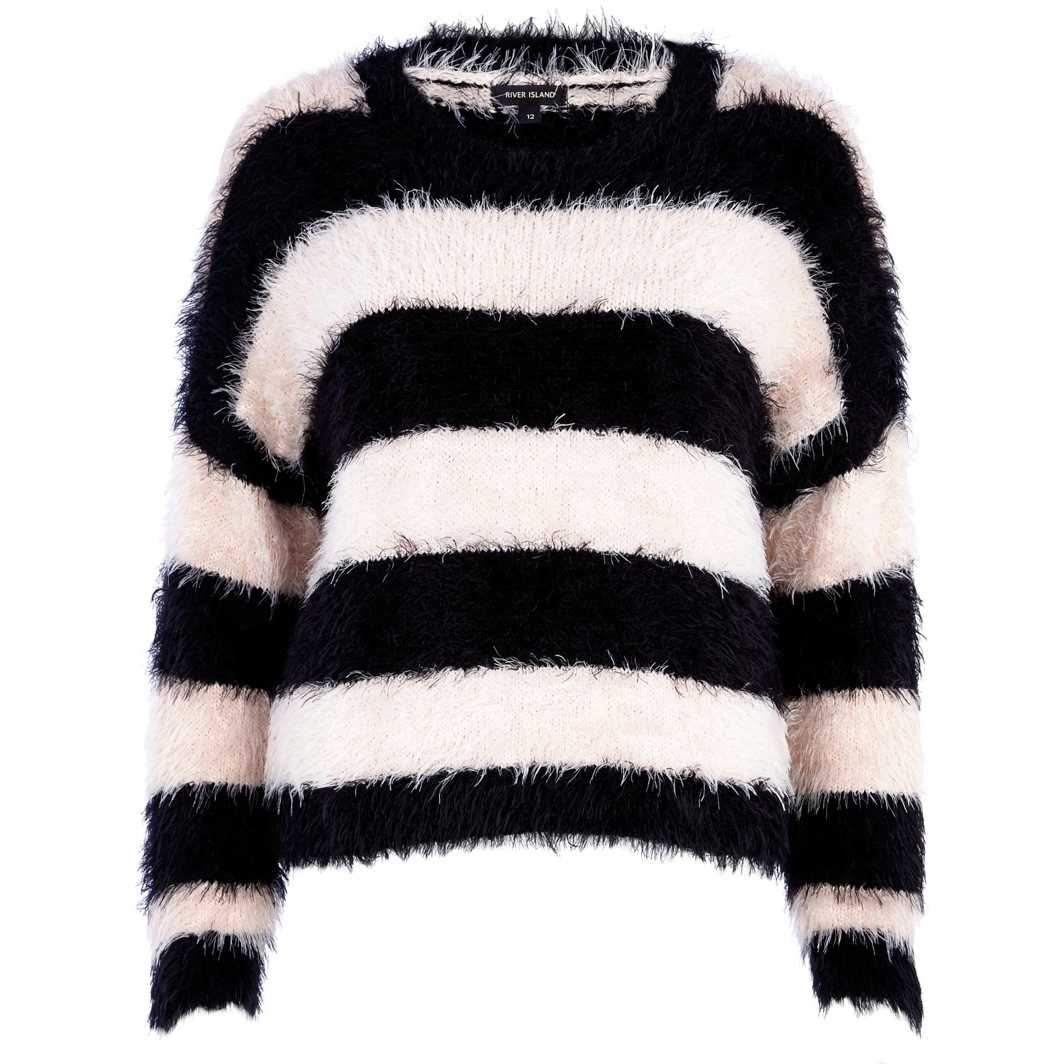 River Island Black And Pink Fluffy Stripe Jumper for Men | Lyst UK