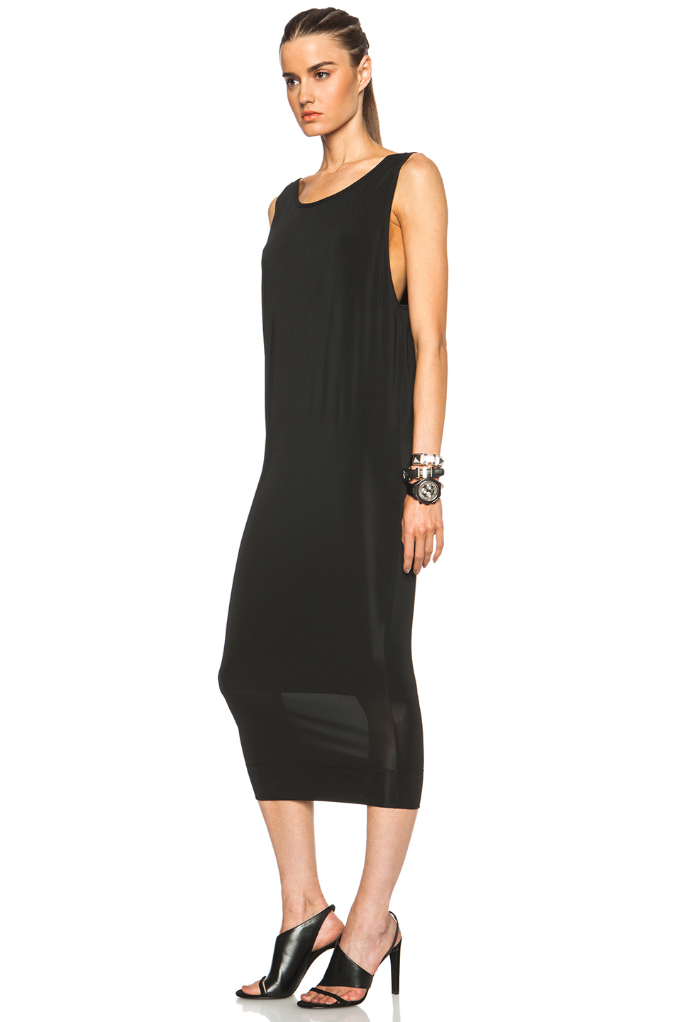 Lyst Helmut Lang Faint Viscoseblend Long Dress in Black