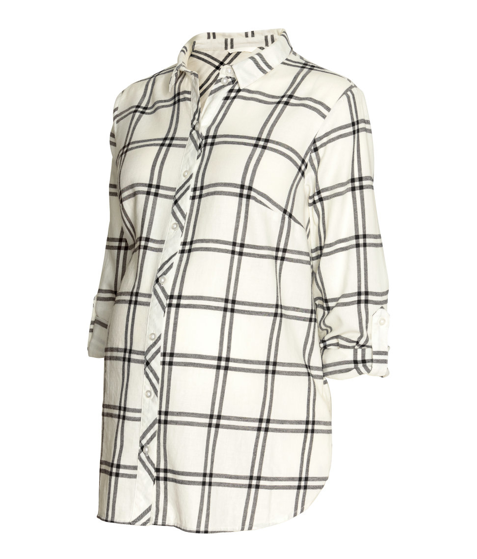 h&m black and white checked shirt