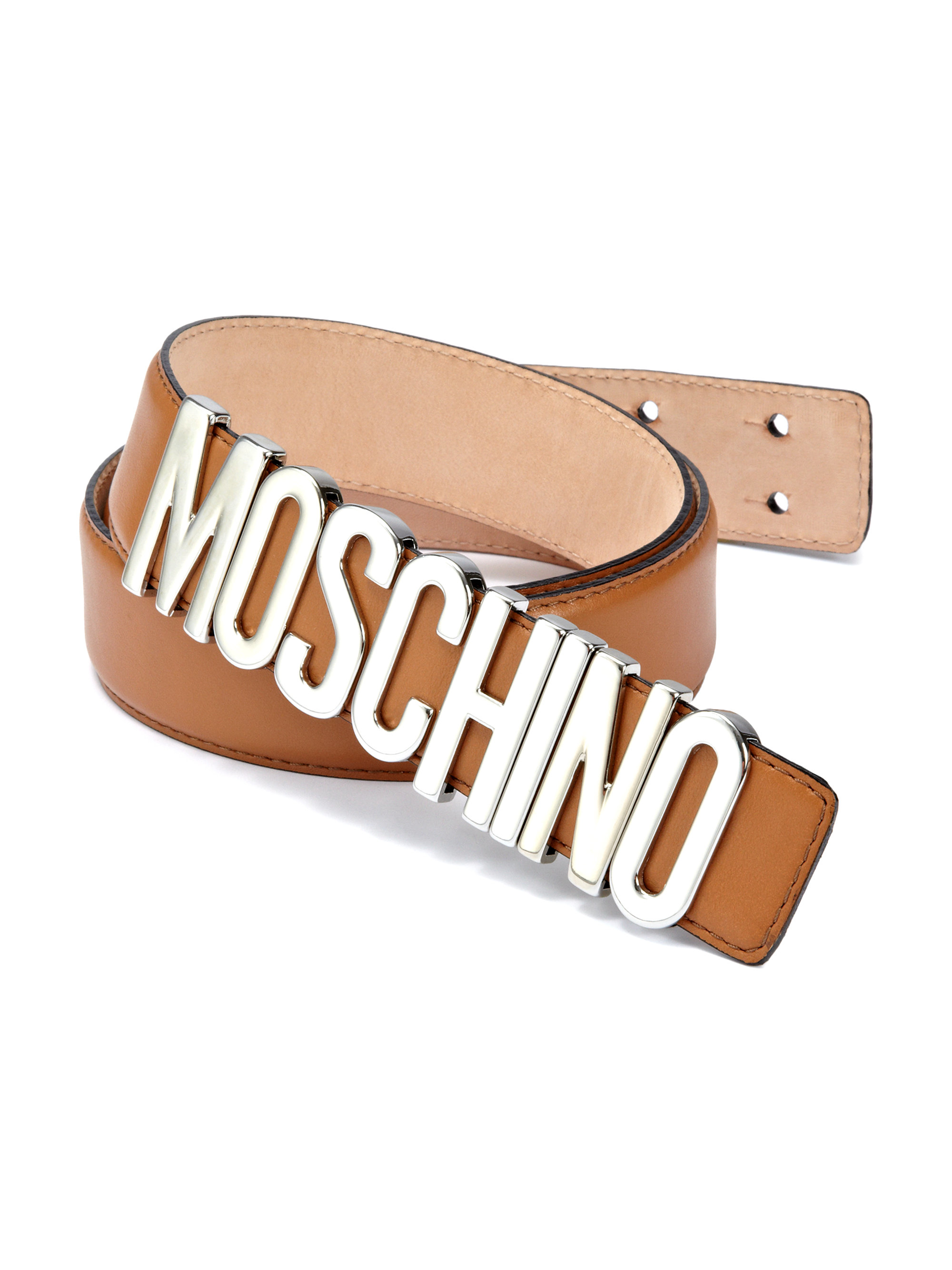 Moschino Logobuckle Leather Belt in Brown for Men Lyst