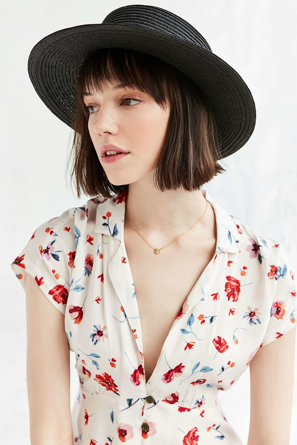 Urban Outfitters Madeline Straw Boater Hat in Black - Lyst