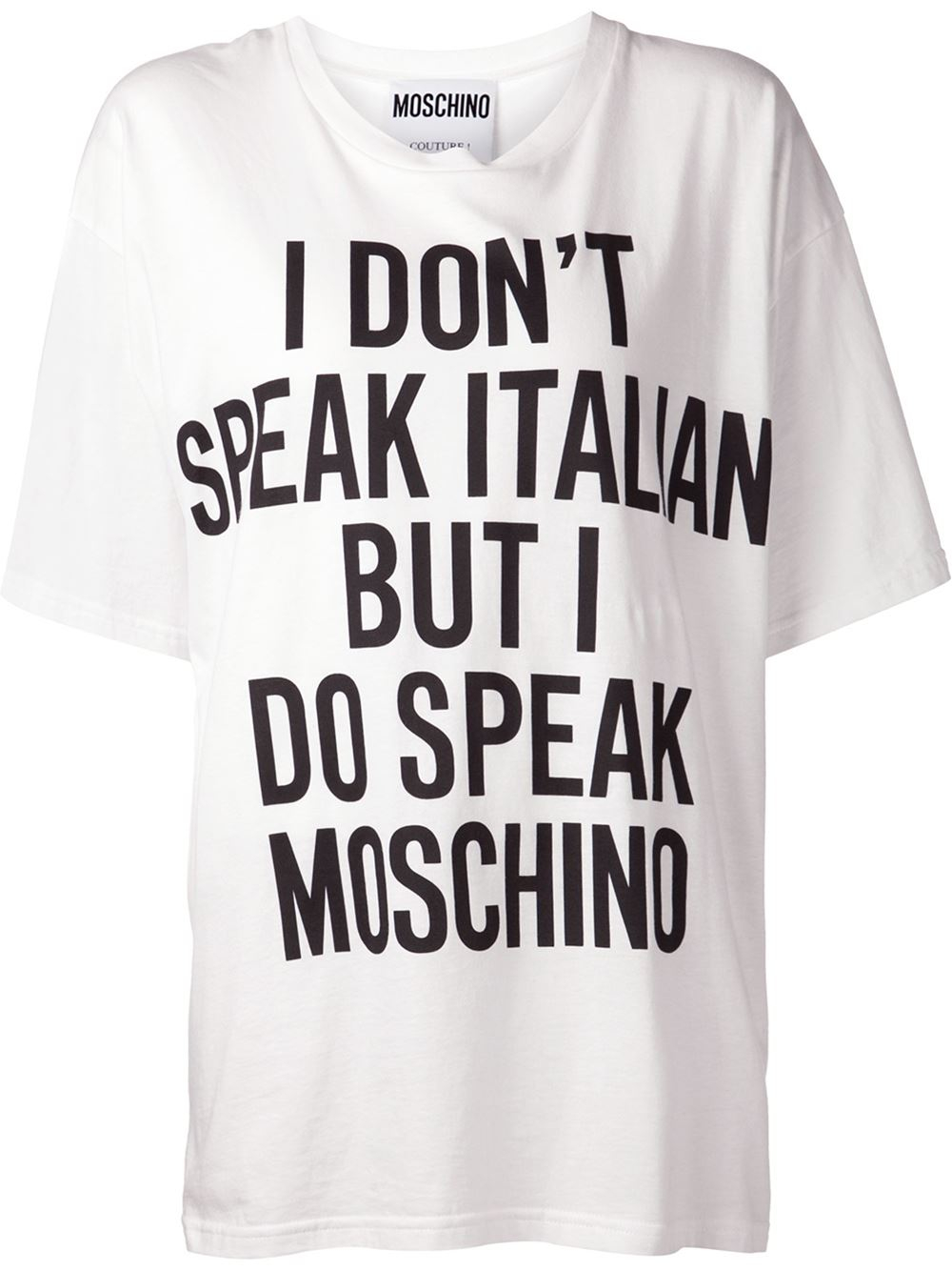 Moschino I Dont Speak Italian T-shirt in White - Lyst