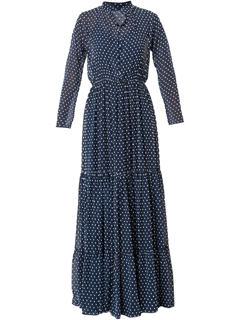 Saloni Alexia Swiss-dot Chiffon Maxi Dress in Blue | Lyst
