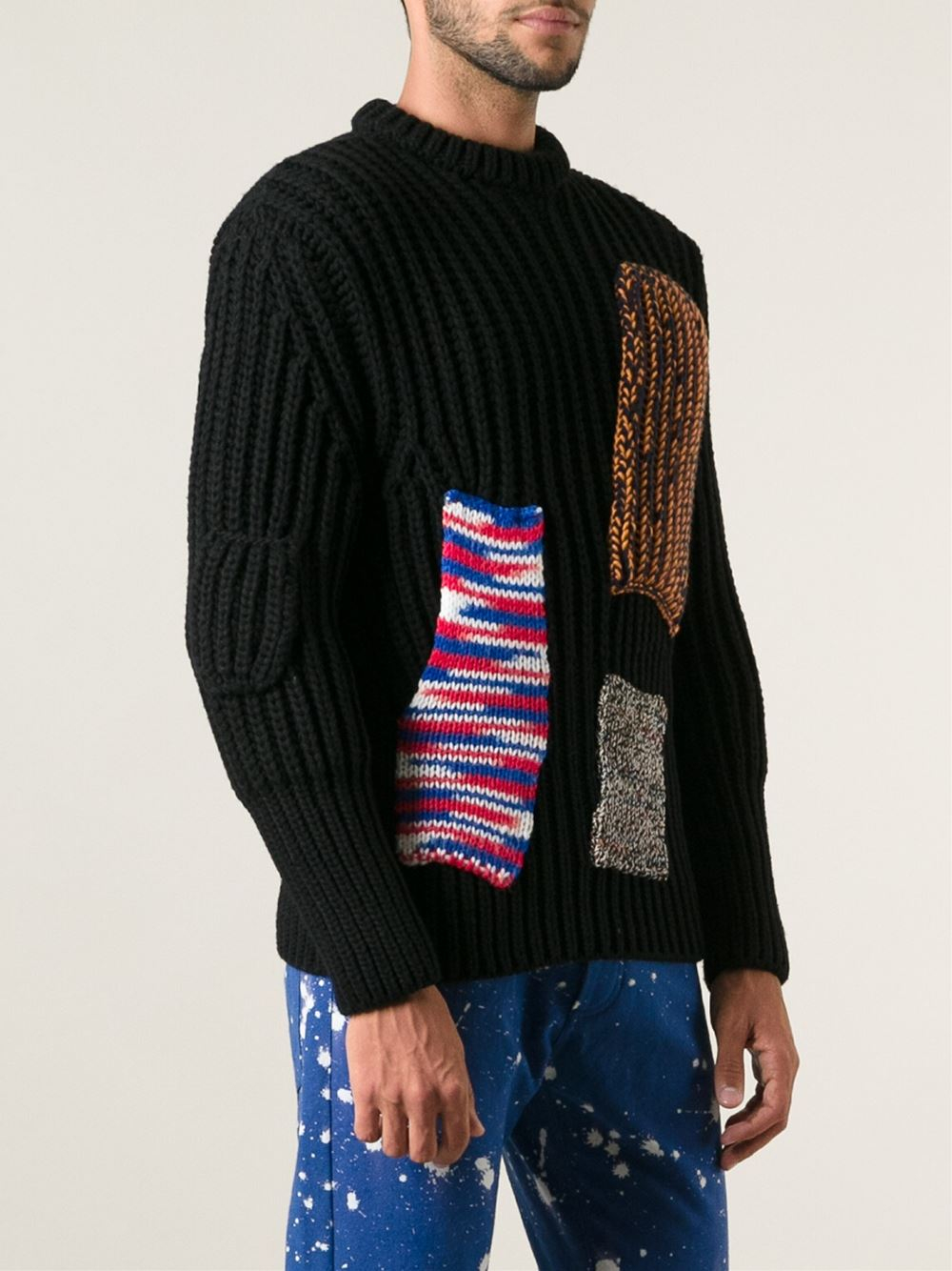 Raf Simons Sterling Ruby Patchwork Sweater in Black for Men - Lyst