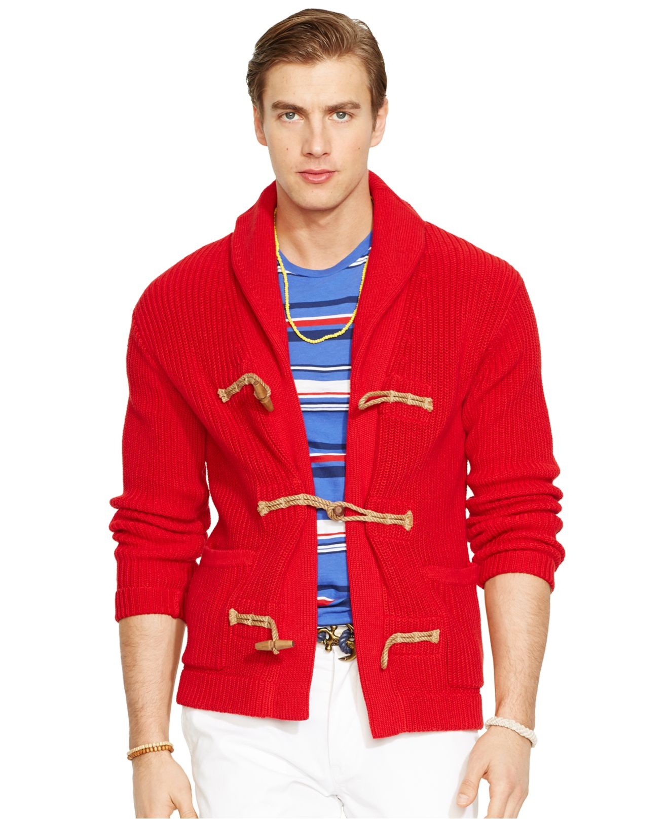 Red shawl cardigan