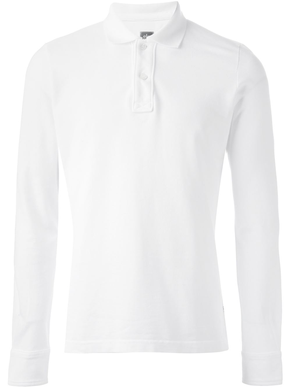 Eleventy Long-Sleeved Cotton Polo Shirt in White for Men | Lyst