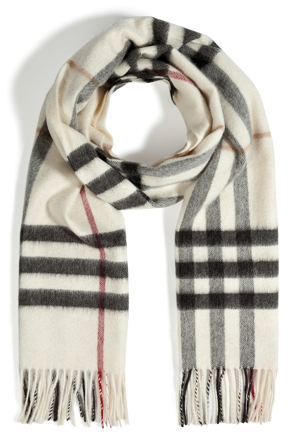 Burberry Cashmere Giant Check Icon Scarf in Ivory in White - Lyst