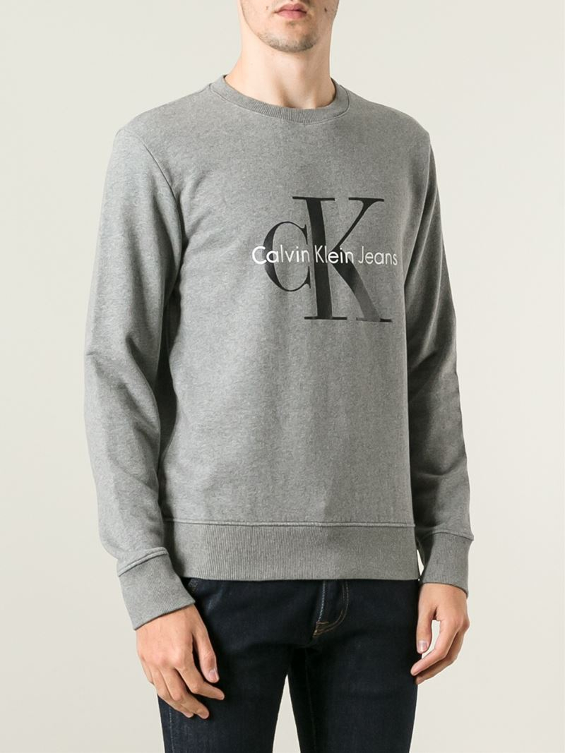Calvin Klein Crew Neck Sweatshirt in Gray Men Lyst