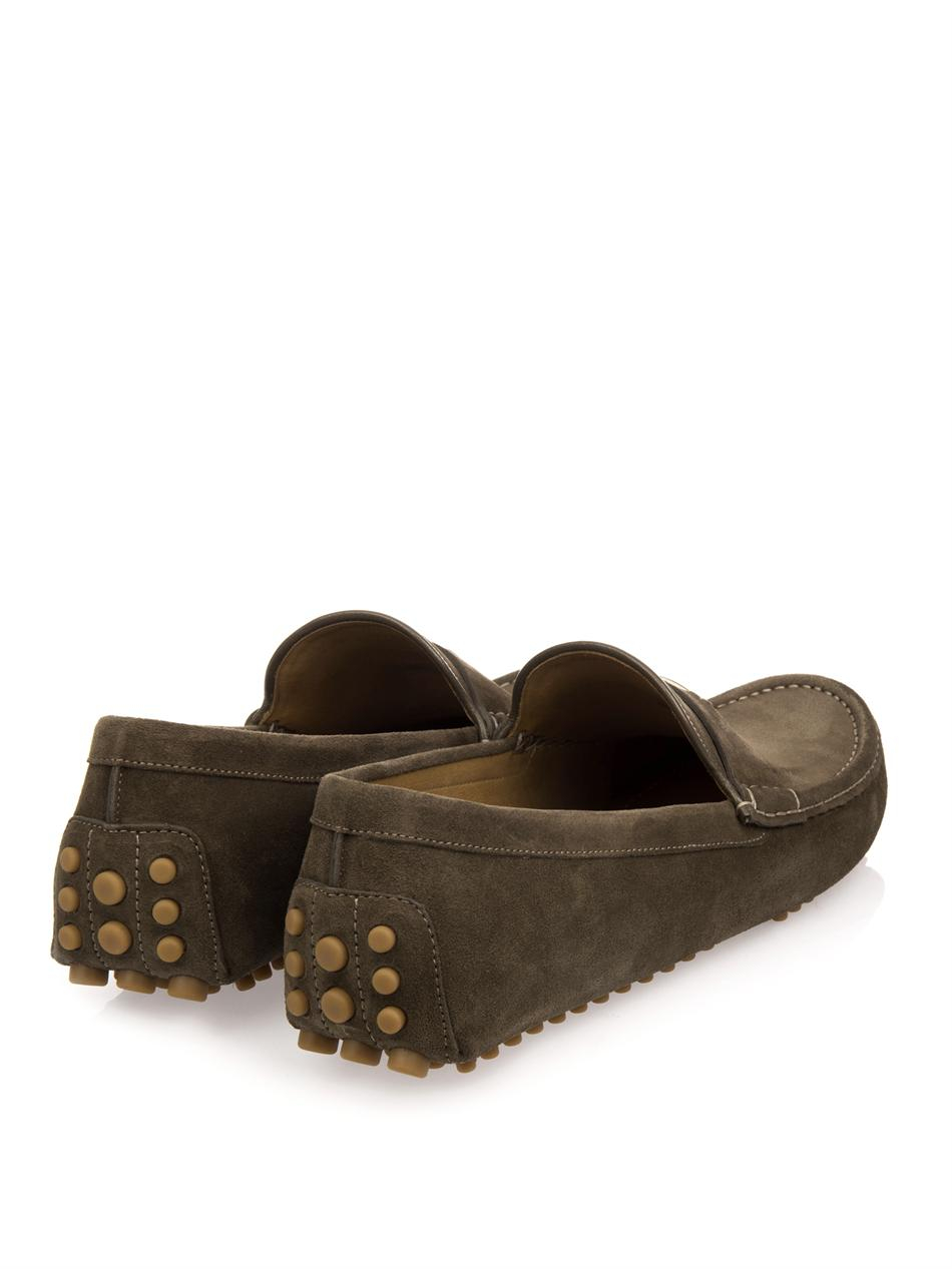 Gucci Suede Driving Shoes in Brown for Men Lyst