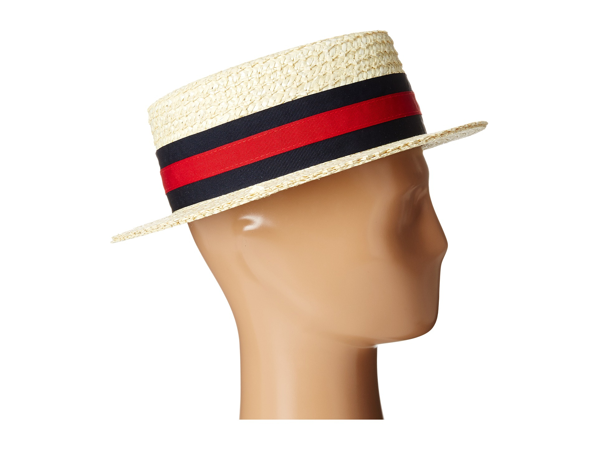 Scala Straw Boater With Two-tone Stripe Grosgrain Ribbon in Natural for Men  | Lyst