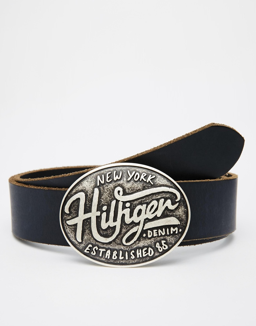 Tommy Hilfiger Logo Buckle Leather Belt 