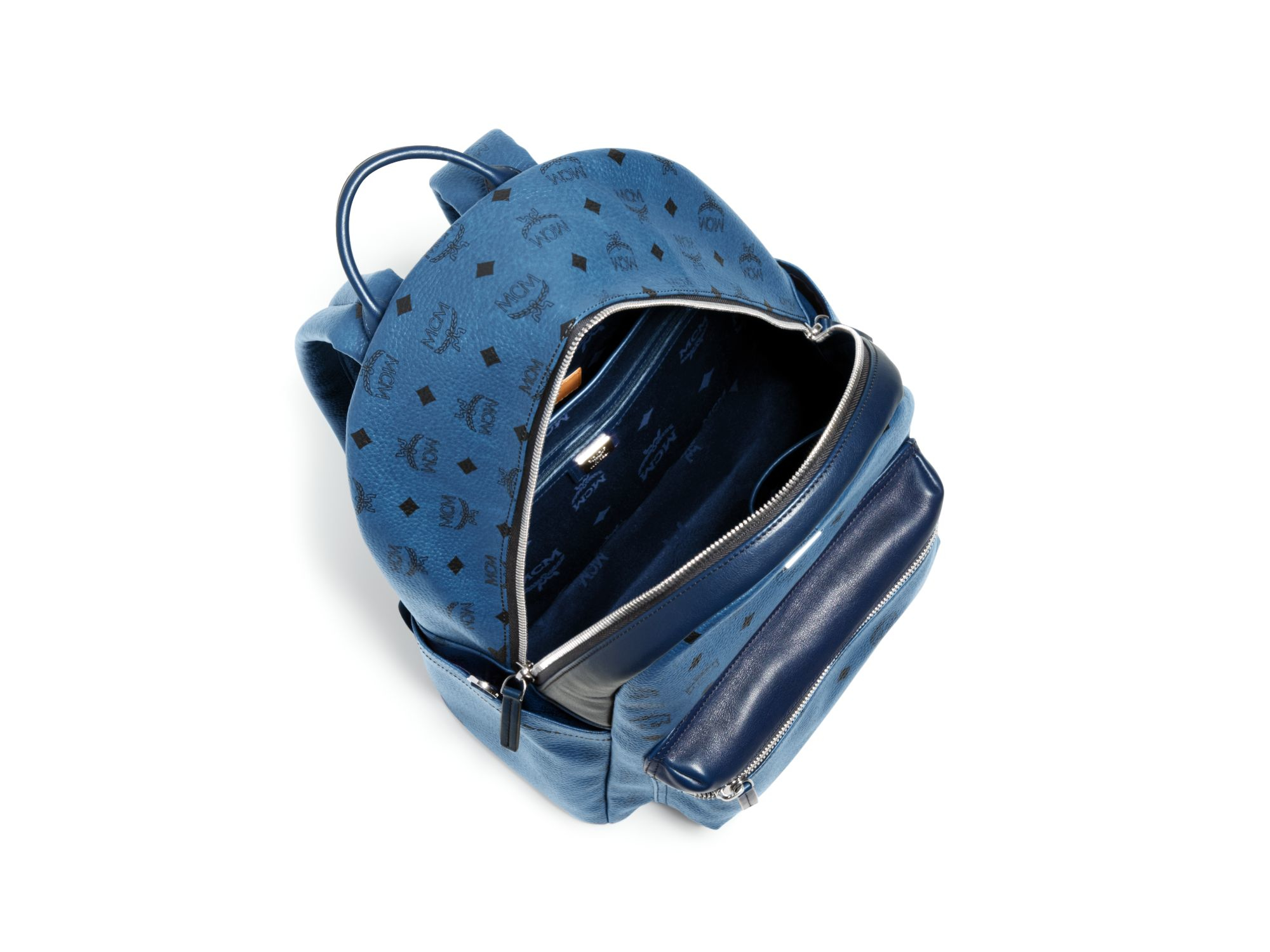 dark blue mcm backpack