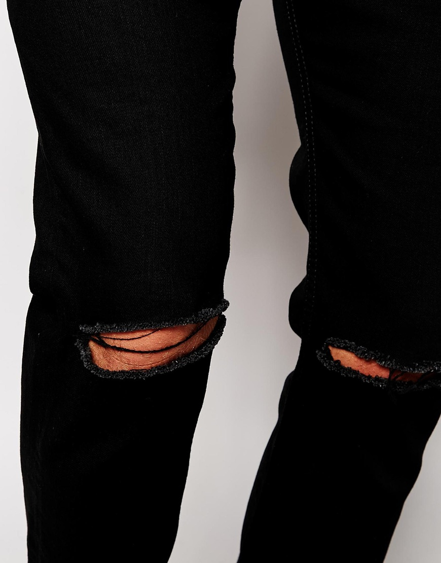 diesel black ripped jeans