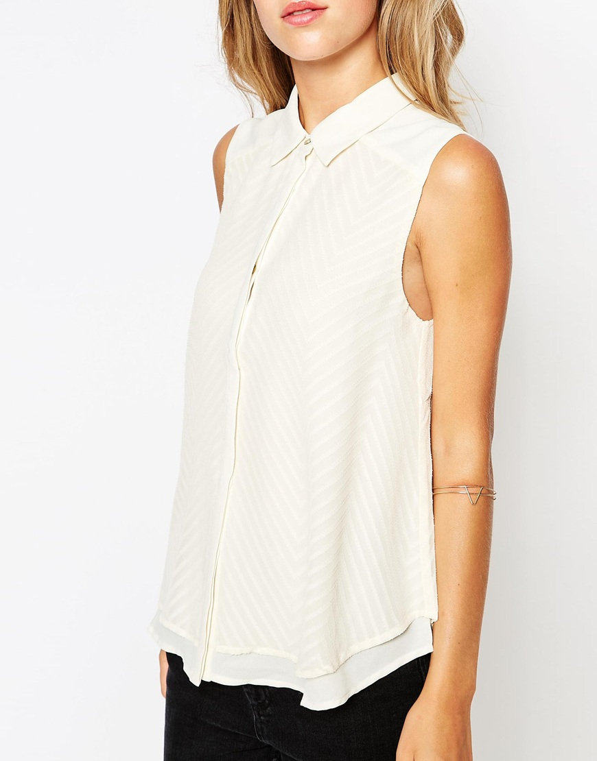 Lyst Greylin Sleeveless Sheer Blouse in White