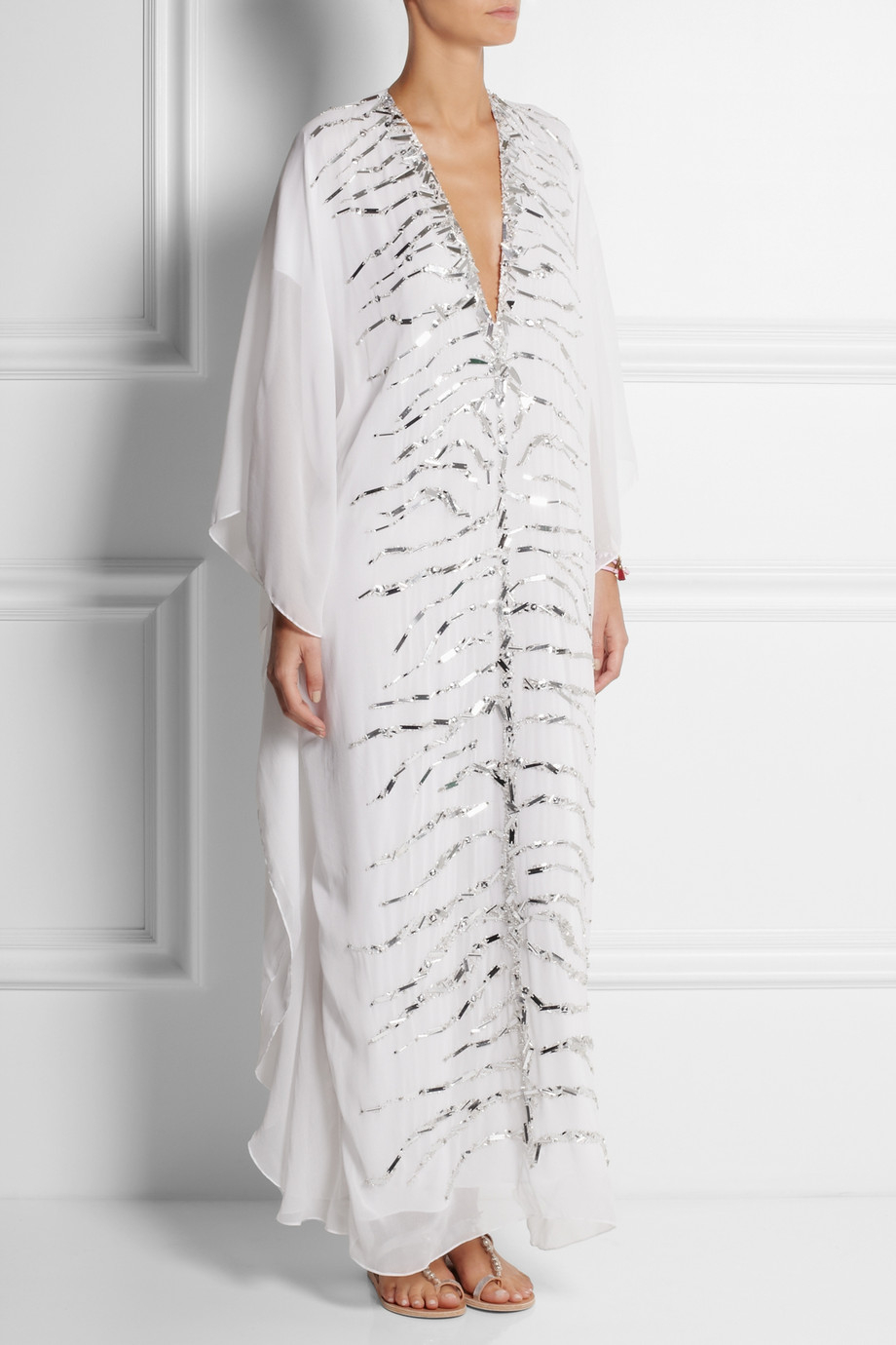 white silk kaftan