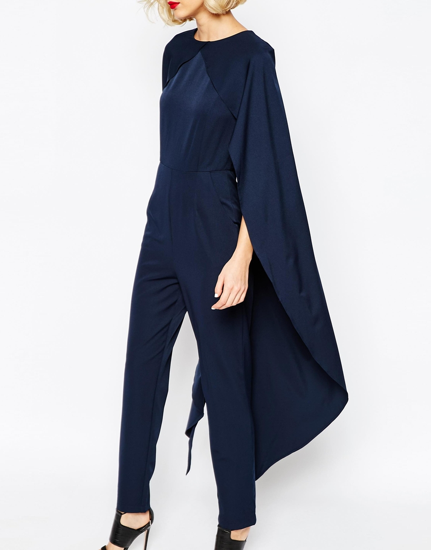 navy cape jumpsuit