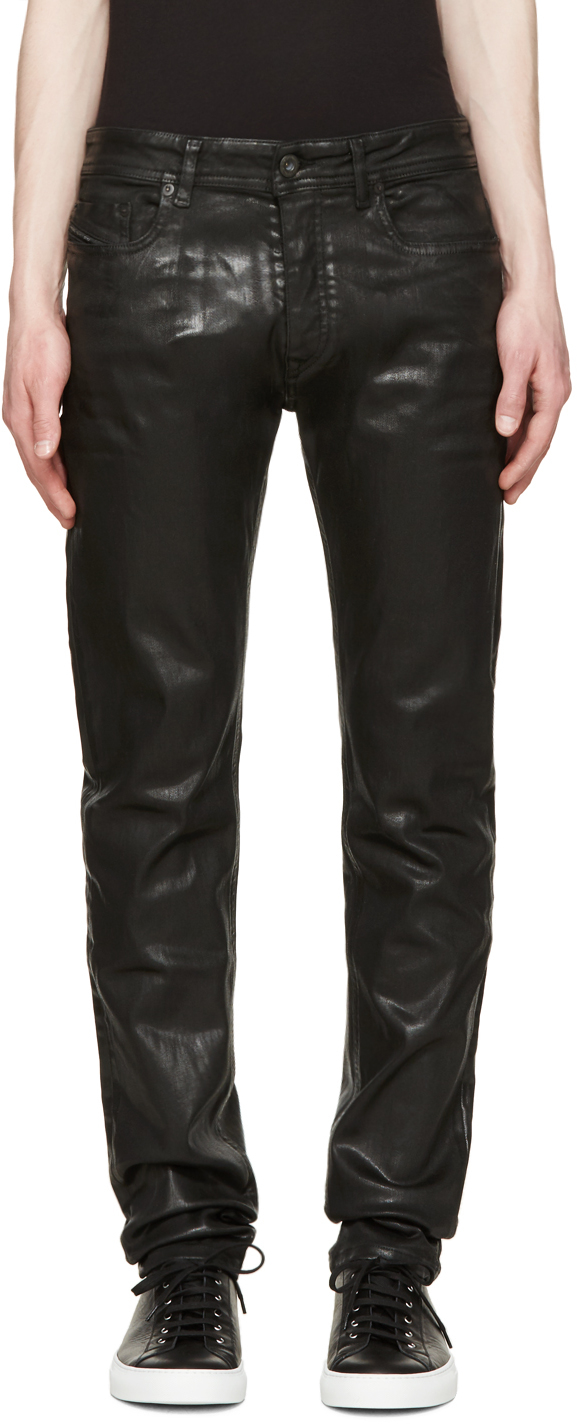 Diesel Black Gold Denim Black Coated Skinny Jeans for Men | Lyst