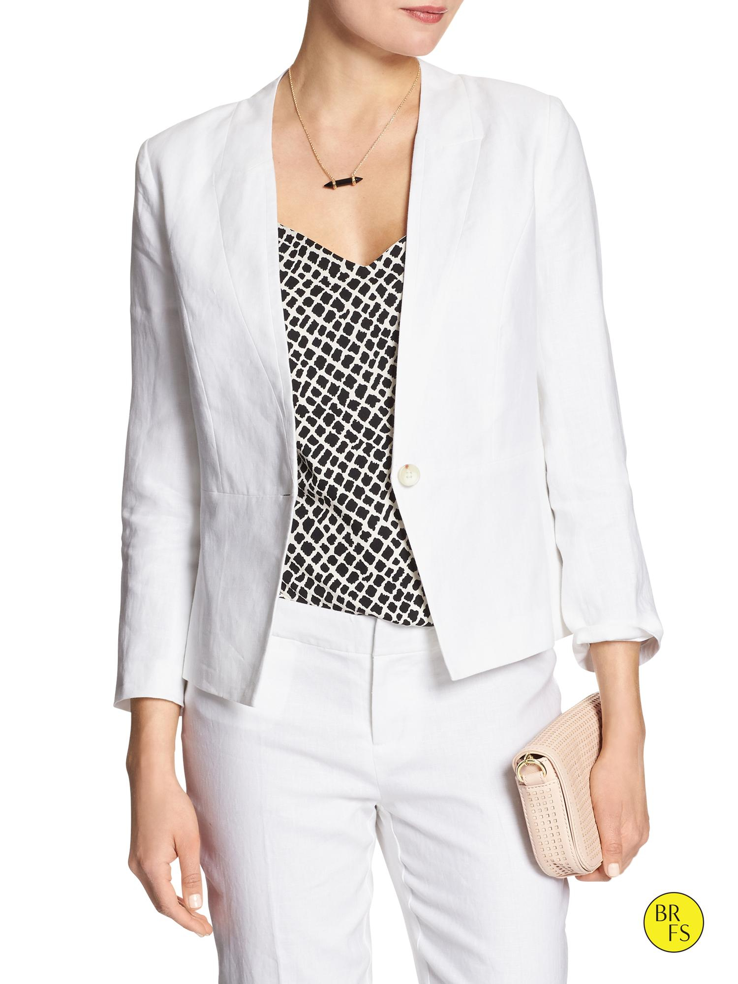 Banana Republic Factory Linen Suit Blazer in White Lyst