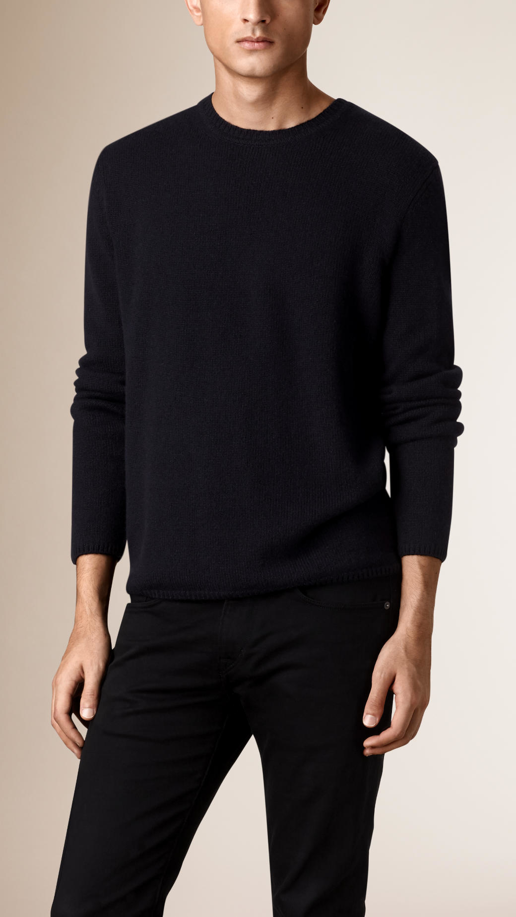 Lyst - Burberry Lightweight Crew Neck Cashmere Sweater Navy in Blue for Men