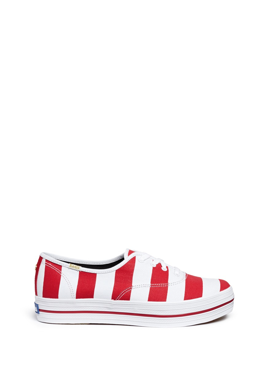 Keds X Kate Spade 'champion Triple Stripe' Canvas Lace-ups in Red - Lyst