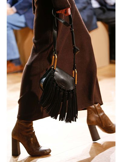 Chlo Mini Hudson Leather Bag W/ Suede Tassels in Black | Lyst