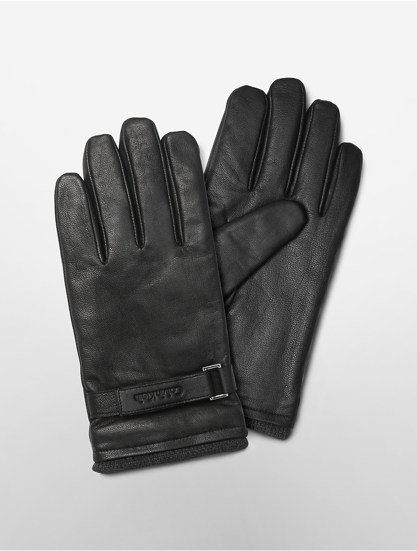 Calvin klein White Label Belted Leather Gloves in Black for Men Lyst