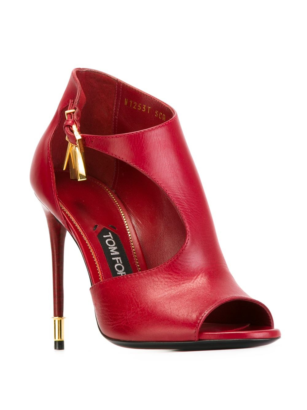 Lyst - Tom Ford Peep Toe Cut-out Stiletto Boots in Red