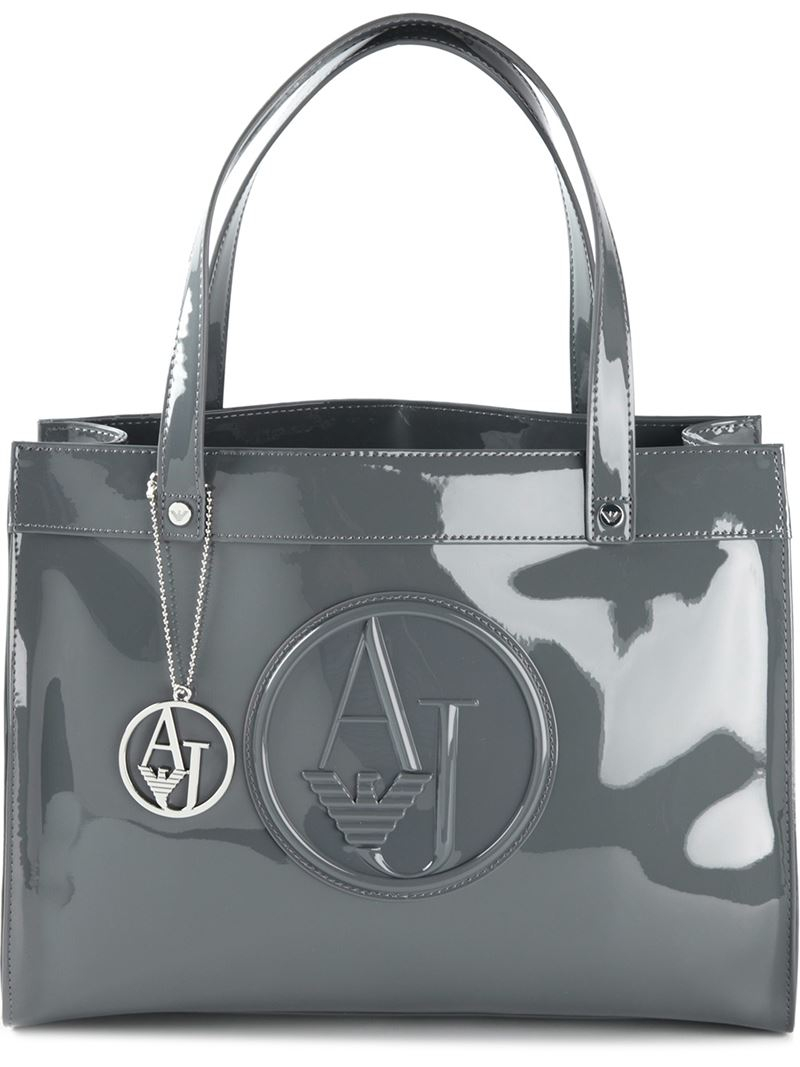 Armani Jeans Logo Embossed Tote Bag in Grey (Gray) | Lyst