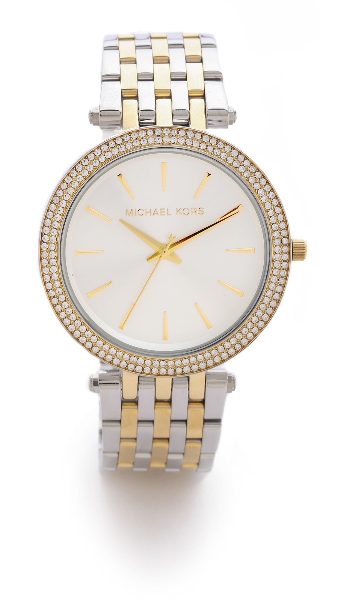 Michael Kors Darci Pave Two Tone Watch in Silver/Gold (Metallic 