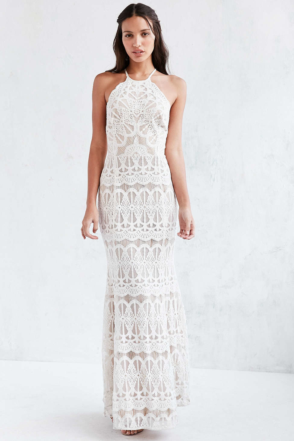 Glamorous Lace Halter Maxi Dress in ...