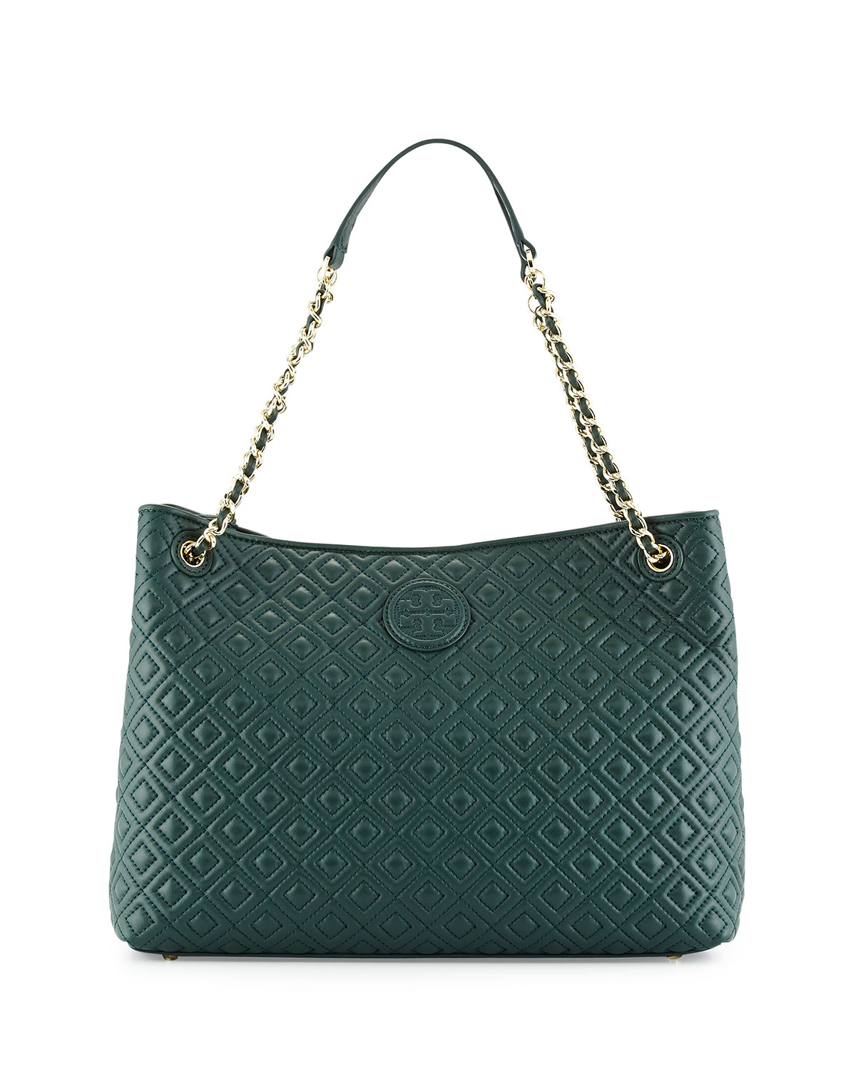 Lyst Tory Burch Marion Quilted Slouch Shoulder Bag In Green Gallery