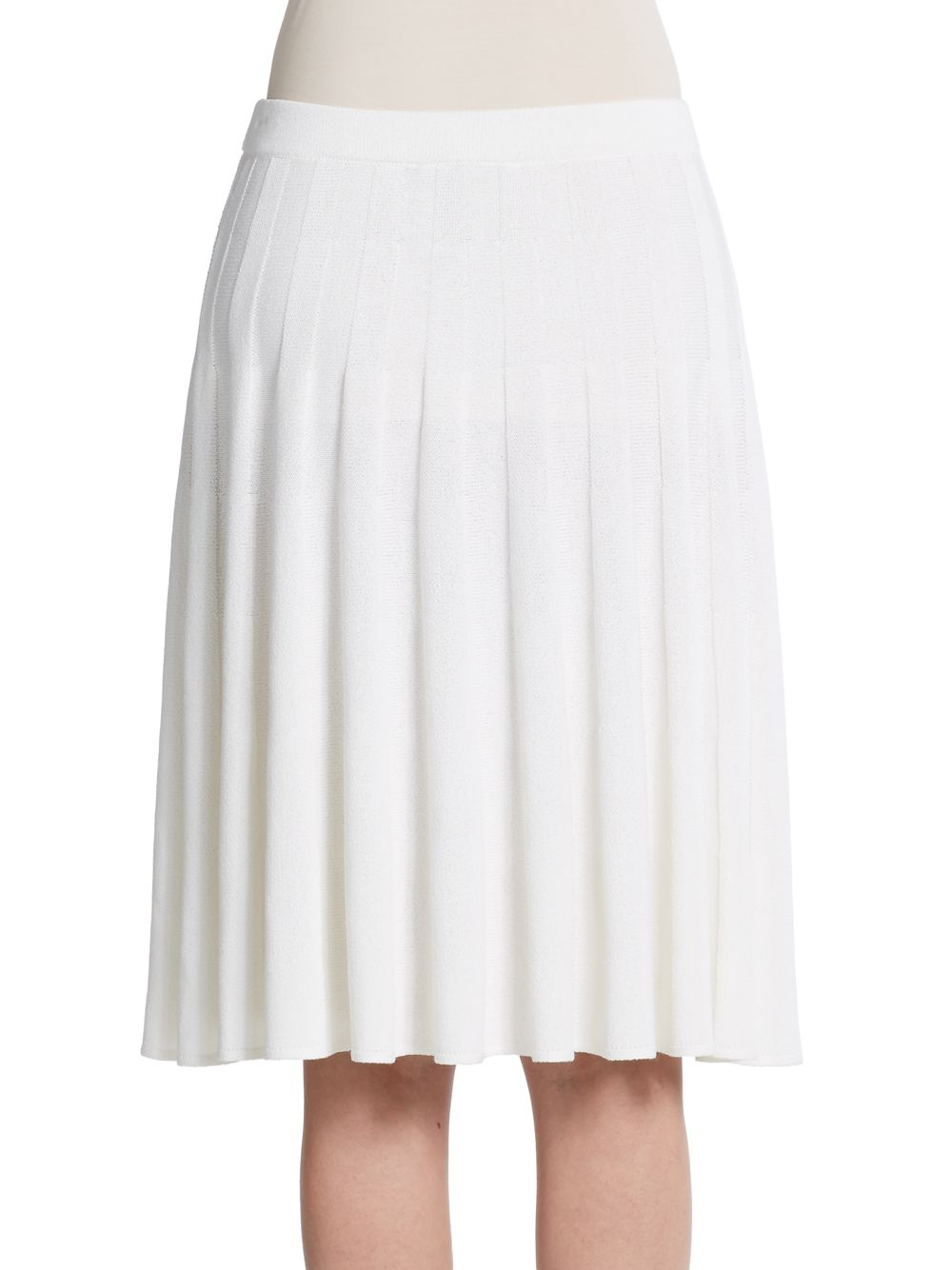 St. John Fluted Pleat Skirt in White - Lyst